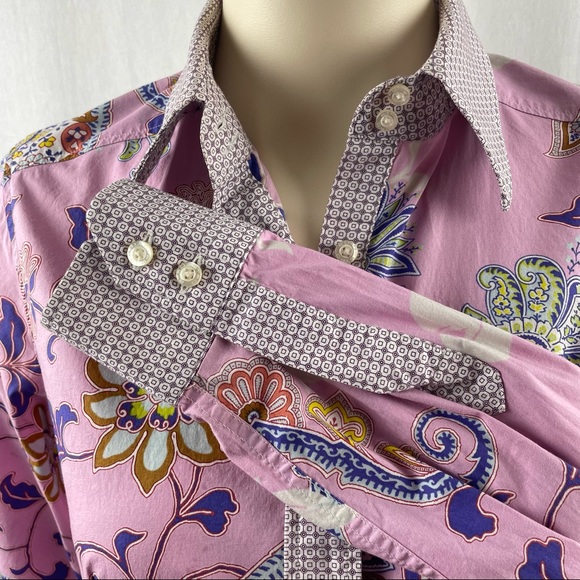 ETRO Paisley Print Long Sleeve Fitted Button Down Shirt 42 (US 6) - Picture 6 of 12